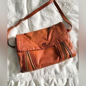 Vintage Tan Leather Crossbody Bag